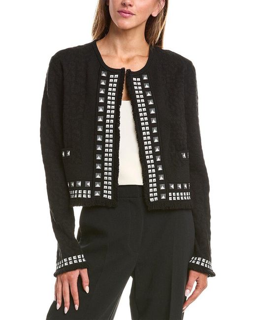 Diane von Furstenberg Black Brogan Wool-Blend Cardigan