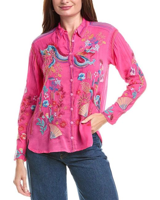 Johnny Was Red Velouria Blouse