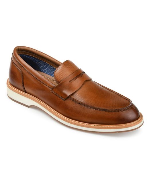 Thomas & Vine Brown Watkins Leather Slip-on Loafers for men