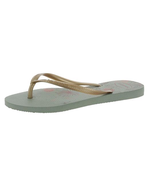Havaianas Gray Thongs Floral Flat Sandals