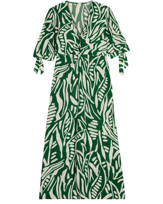 Ba&sh Green White Therence Midi Dress