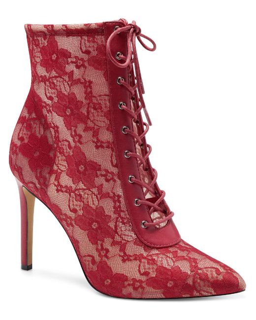 INC Red Indira Floral Lace Up Booties