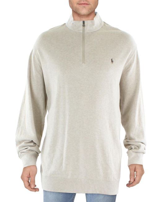 Polo Ralph Lauren White Big & Tall 1/4 Zip Pullover Sweatshirt for men