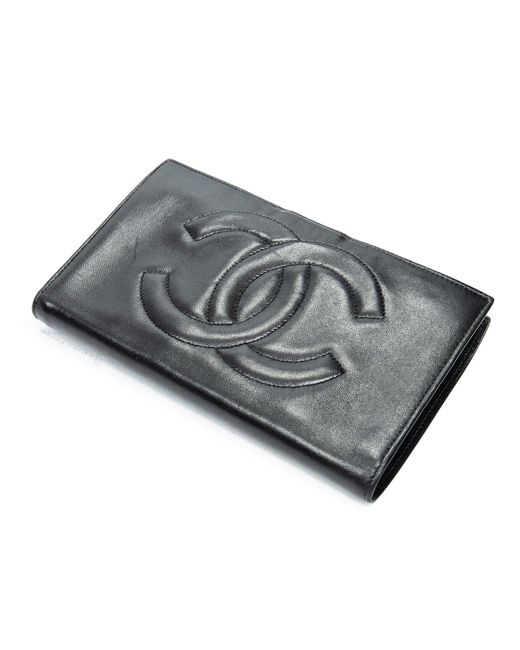 Chanel Gray Cc Long Bifold Wallet