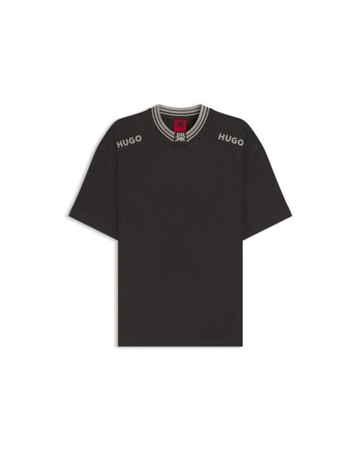 HUGO Black X Rb Cotton T-Shirt With Tipping And Logos for men
