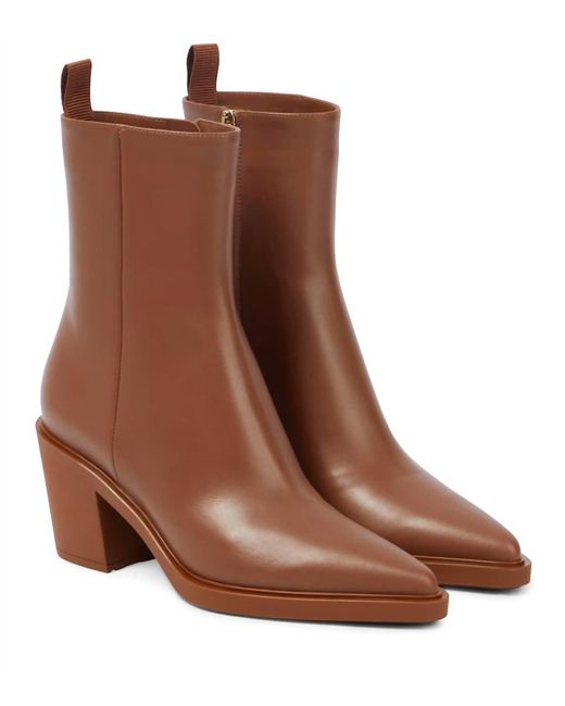Gianvito Rossi Brown Dylan Leather Zip Bootie