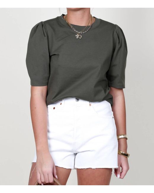 FRAME Gray Draped Femme Short Sleeve Tee