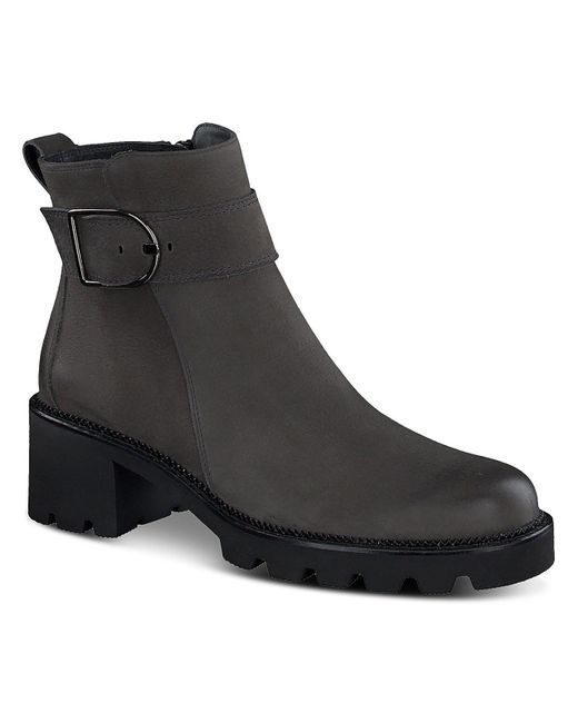 Paul Green Black Halobt Leather Block Heel Ankle Boots