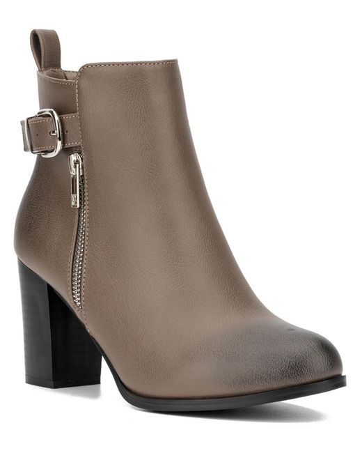 New York & Company Brown Angie Faux Leather Ankle Boots
