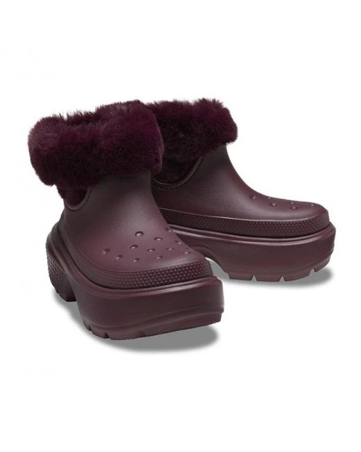 Crocs™ Men's Red Stomp Lined 208718-6Wd Boots Sdark Cherry Lug Sole Platform Jax1195