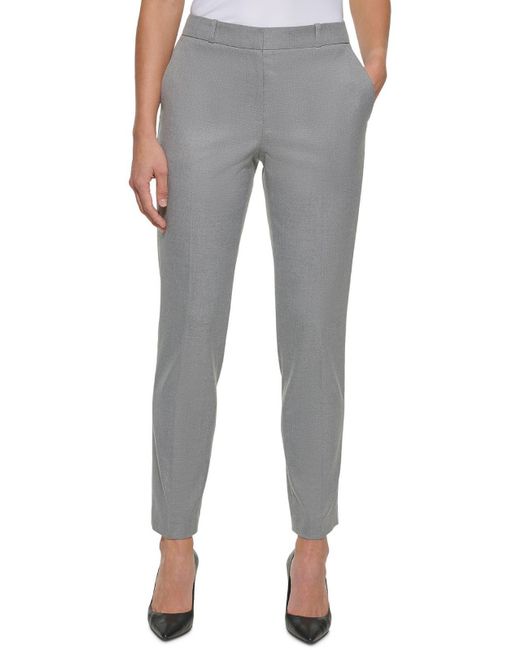 DKNY Petites Essex Heathered Work Dress Pants in Gray Lyst