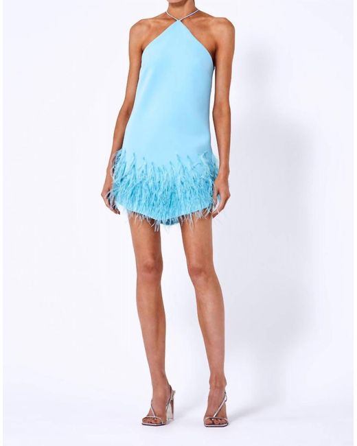 Alexis Blue Bristal Feather-trim Dress