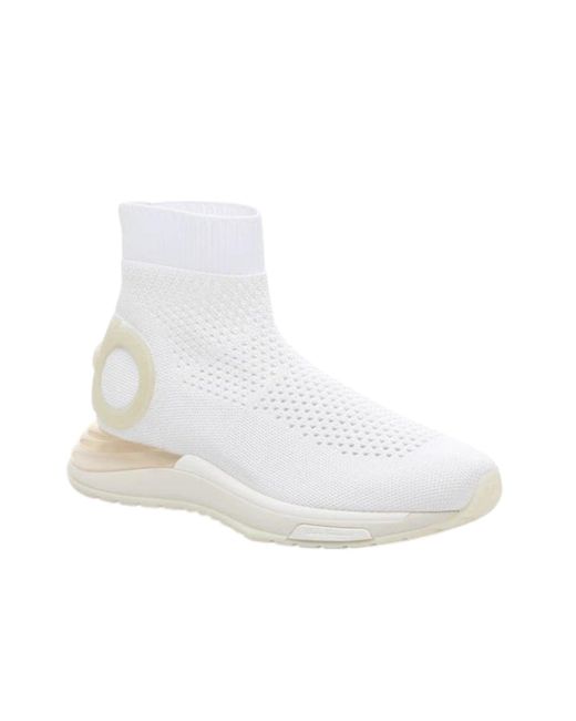 Ferragamo White Gardena 726203 Sock Sneaker
