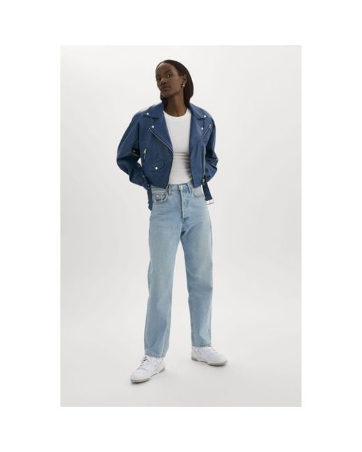 Lamarque Blue Dylan 80's Leather Biker Jacket