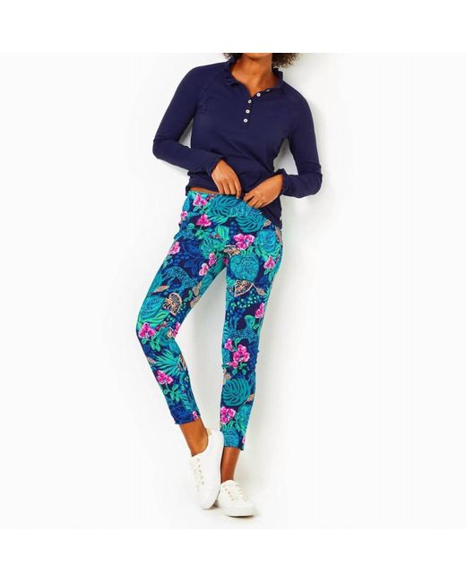 Lilly Pulitzer Blue Corso Pant Upf 50+ In Low Tide Navy Life Of The Party Golf