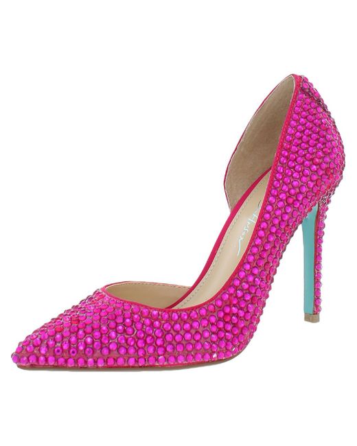 Betsey Johnson Hazil Rhinestone Embellished D'orsay Heels in Pink | Lyst