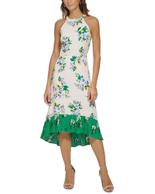 Kensie Green Halter Hi-low Midi Dress