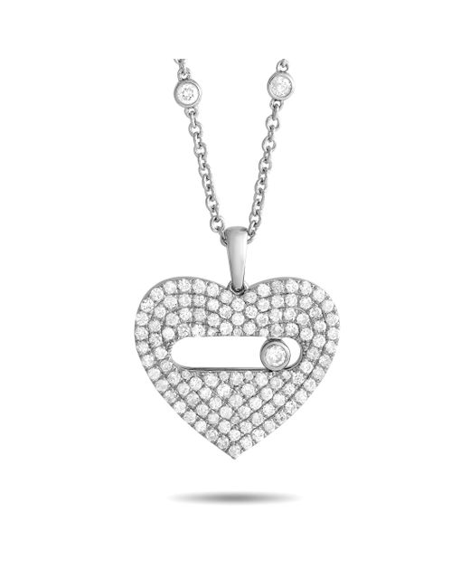 Non-Branded Metallic Lb Exclusive 14k Gold 2.10ct Diamond Pav Heart Necklace Pn15164-w