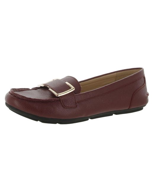 Calvin Klein Brown Faux Leather Round Toe Moccasins