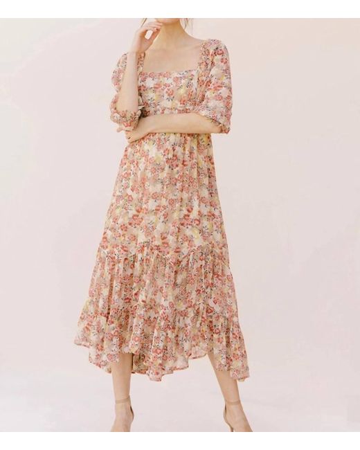 Storia Pink Marigold Floral Maxi Dress