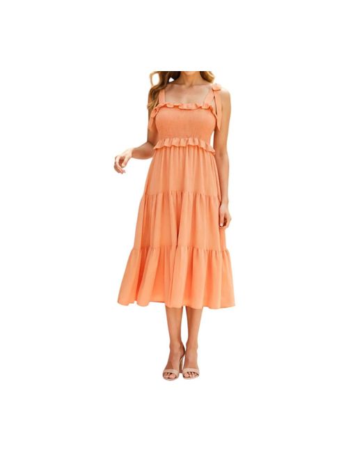 Midi Dress Striped Smocked Sleeveless Tiered Ruffle Sleeveless Summer Dress main image 1