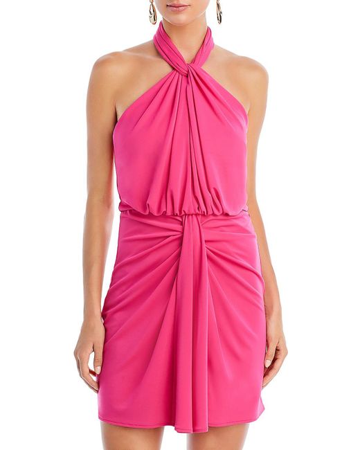 Cinq À Sept Pink Kaily Blouson Mini Halter Dress
