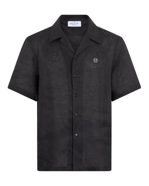 Philipp Plein Black Bowling Shirt Basic for men