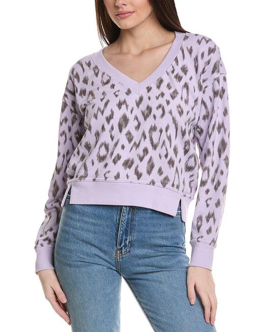 Michael Stars Purple Camila V-neck Crop Sweatshirt