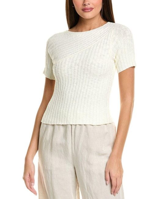 CELESTINE SEI White Rib Sweater Top