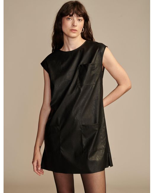 Lucky Brand Black Faux Leather Dress