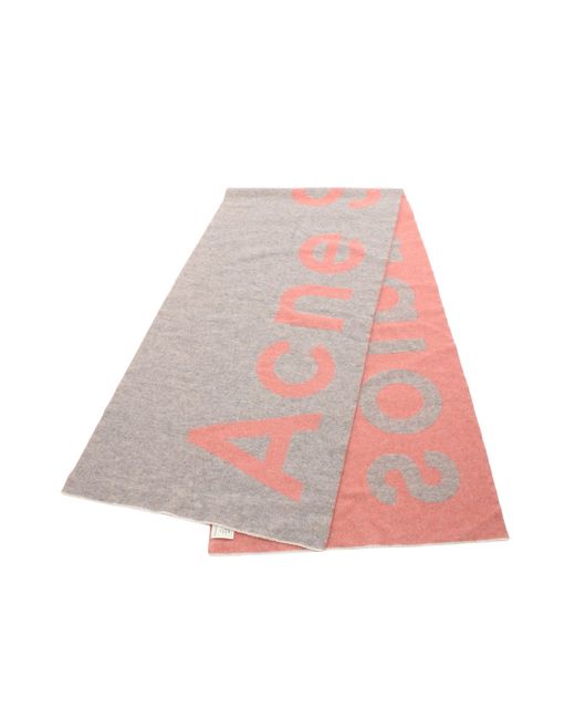 Acne Toronty Logo Scarf Wool Pink
