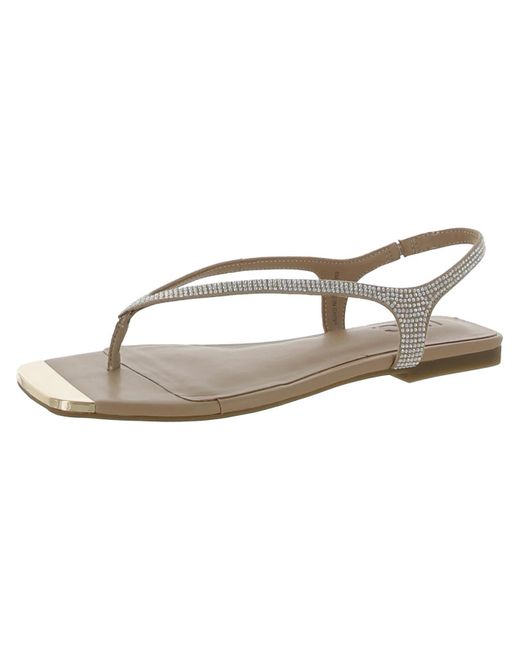 INC Metallic Pasca Embellished Square Toe Slide Sandals