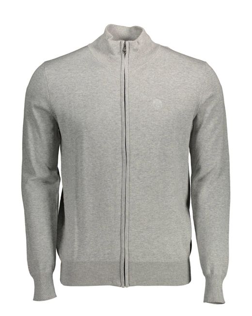 North Sails Gray Elegant Cotton Cardigan With Embroidery for men