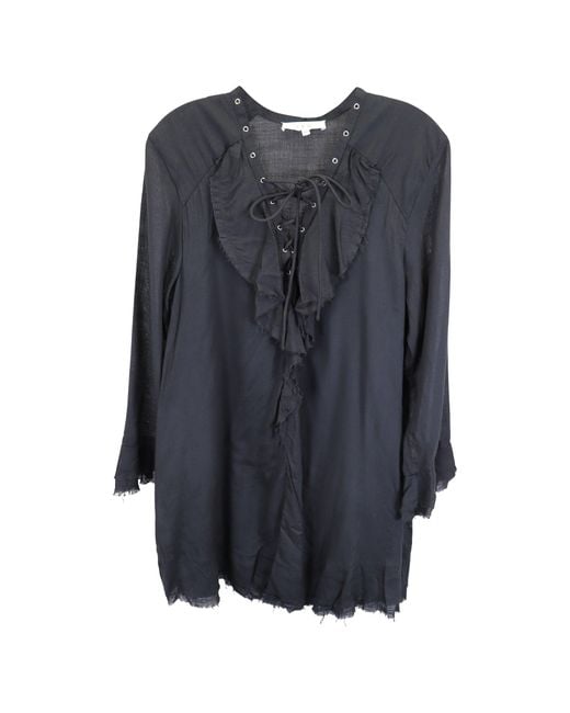 IRO Blue Mini Bell Sleeve V-Neck Dress