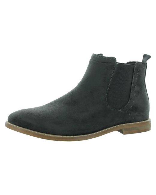 Vance Co. Black Marshall Faux Suede Laceless Chelsea Boots for men