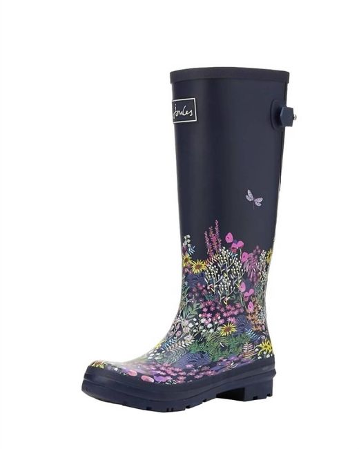 Joules Blue Welly Print Rain Boot