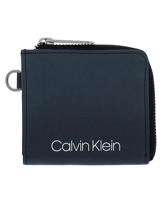 Calvin Klein Blue Leather Rfid Card Case for men