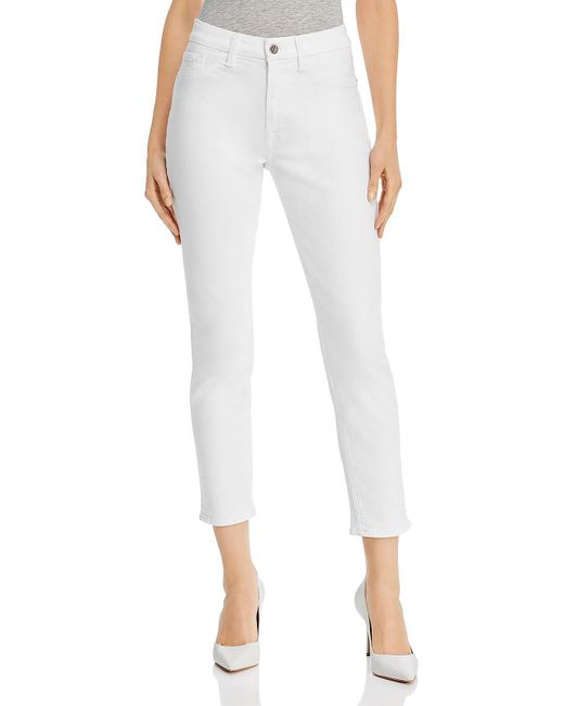 7 For All Mankind White Denim High Rise Skinny Jeans