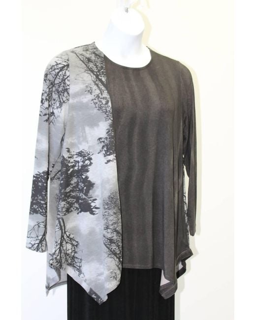Alembika Gray Forest Print Top