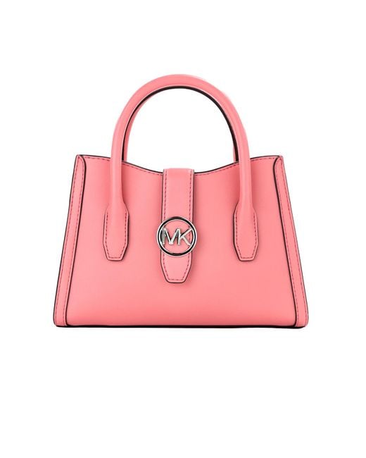 Michael Kors Pink Gabby Small Tea Rose Faux Leather Top Zip Satchel Crossbody Bag