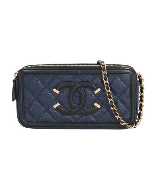 Chanel Blue Matelassé Leather Shopper Bag (pre-owned)