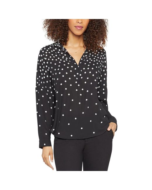 NYDJ Black Collar Polyester Blouse
