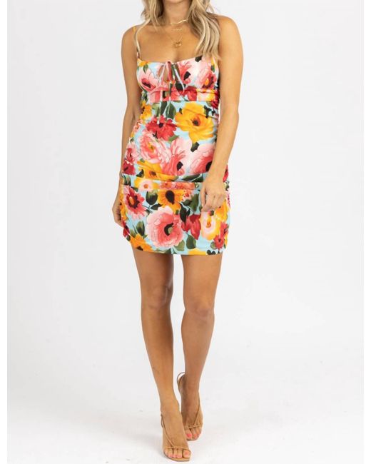 SATIN RUCHED MINI DRESS IN ORANGE