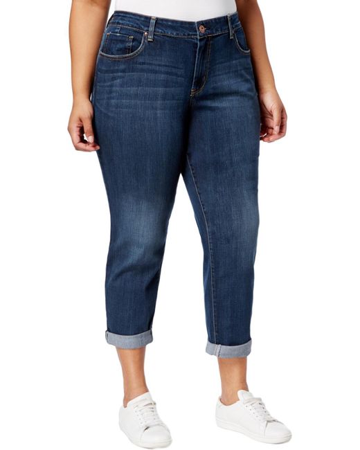 Jessica Simpson Blue Plus Mika Five-pocket Mid-rise Ankle Jeans