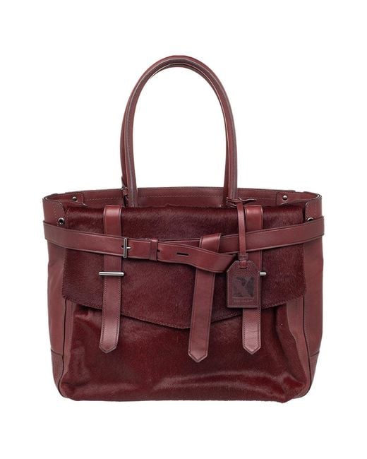 Reed Krakoff Red Burgundy Calf Hair And Leather Boxer Tote