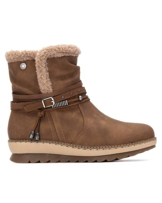Xti Brown Faux Shearling Lined Ankle Booties Refresh Collection By