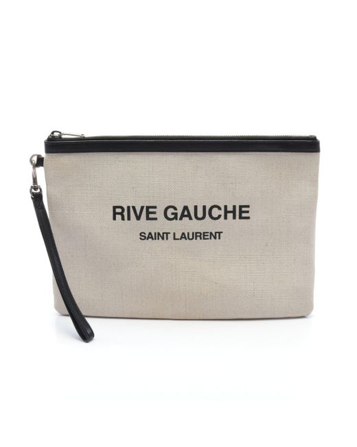 Saint Laurent Metallic Rive Gauche Rive Gauche Clutch Bag Coated Canvas Leather