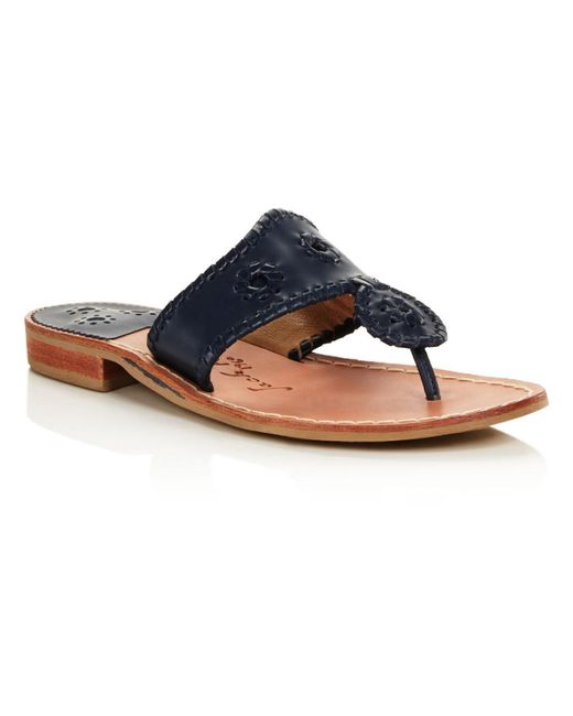 Jack Rogers Blue Jacks Flat Sandal Leather Metallic Slide Sandals