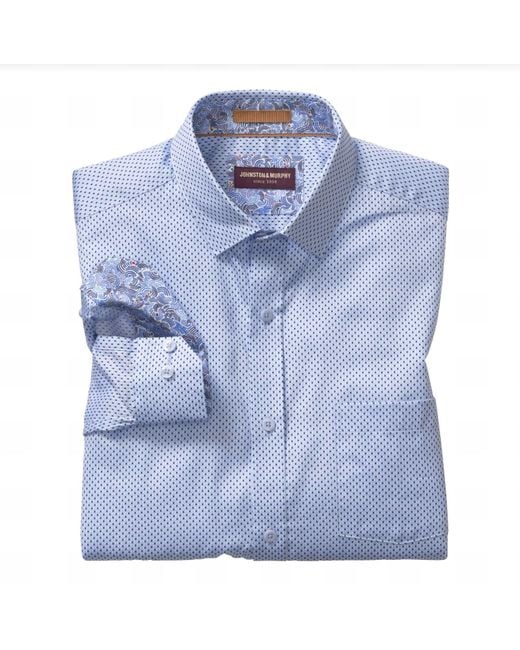 Johnston & Murphy Blue Printed Cotton Shirt for men
