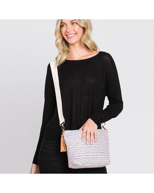 Fashnzfab Black Aztec Solid Mini Patterned Tassel Crossbody Bag